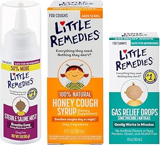 Little Remedies Honey Cough Syrup (4oz), Gas Relief Drops (1oz), & Sterile Saline Nasal Mist (3oz) (1Ea) Variety Pack