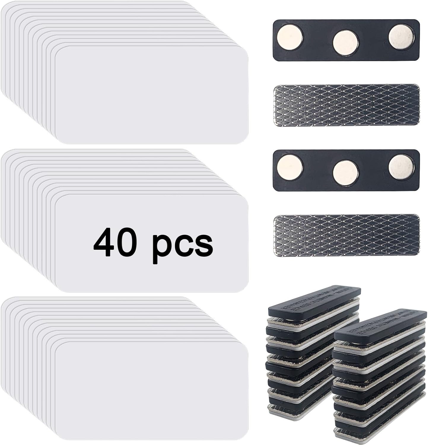 40 pcs Sublimation Name Tags Blank Name Tag Magnetic Name Tags with Magnetic Backing Locker White Round Corners, 1.5 x 3 Inch Metallic Aluminium Name Badges for Personalized Office School Supplies