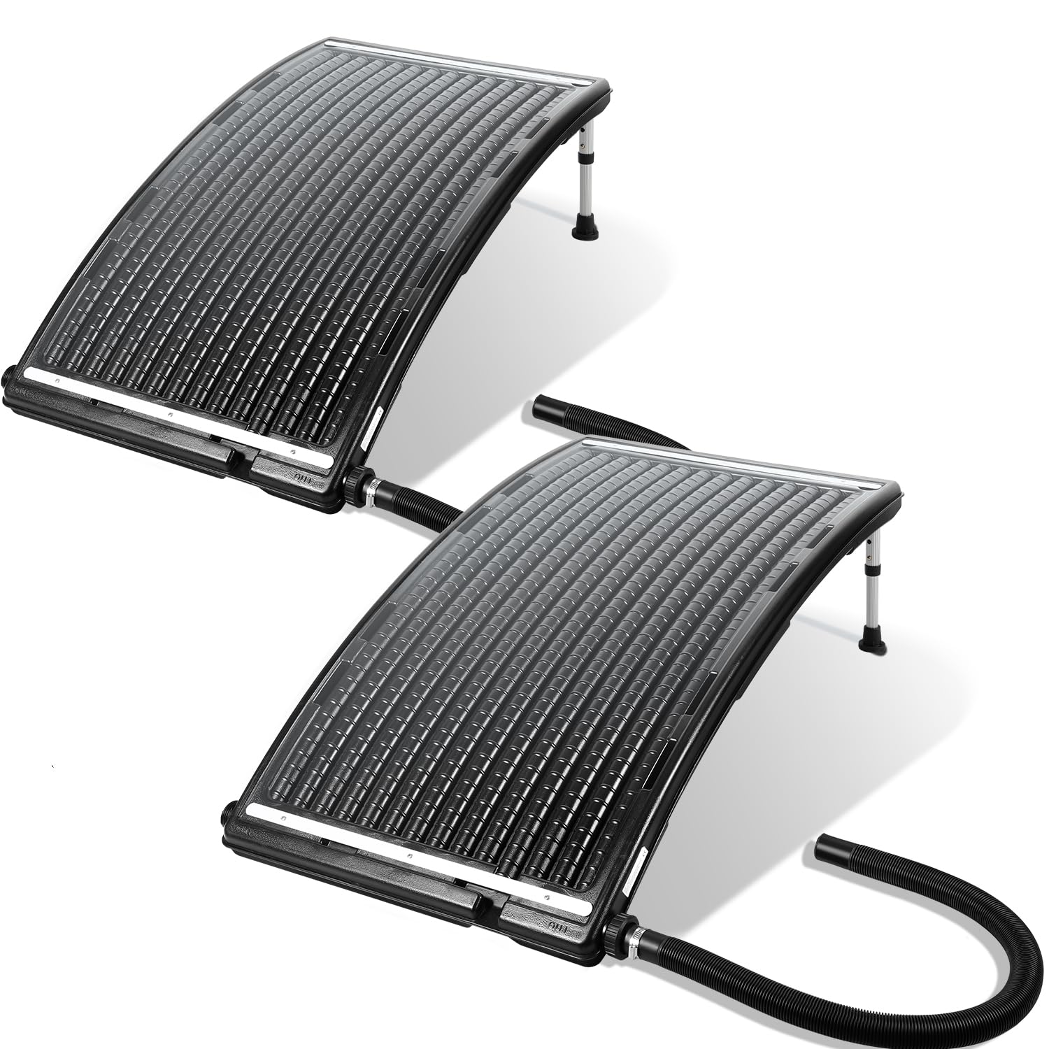 Herrselsam Poolheizung Solar 2 Sets, Solarheizung Pool 113 x 69 x 35 cm, Sonnenkollektor Pool Anschluss Ø 32-40mm, Höhenverstellbar Pool Heizungen Solar für Schwimmbad, Gartendusche