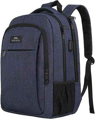 MATEIN Mochila 15.6 Pulgadas Mochila Portatil Antirrobo Mochila para Portátil Delgada Mochila Ordenador Portatil Hombre para Trabajo Negocios, Azul