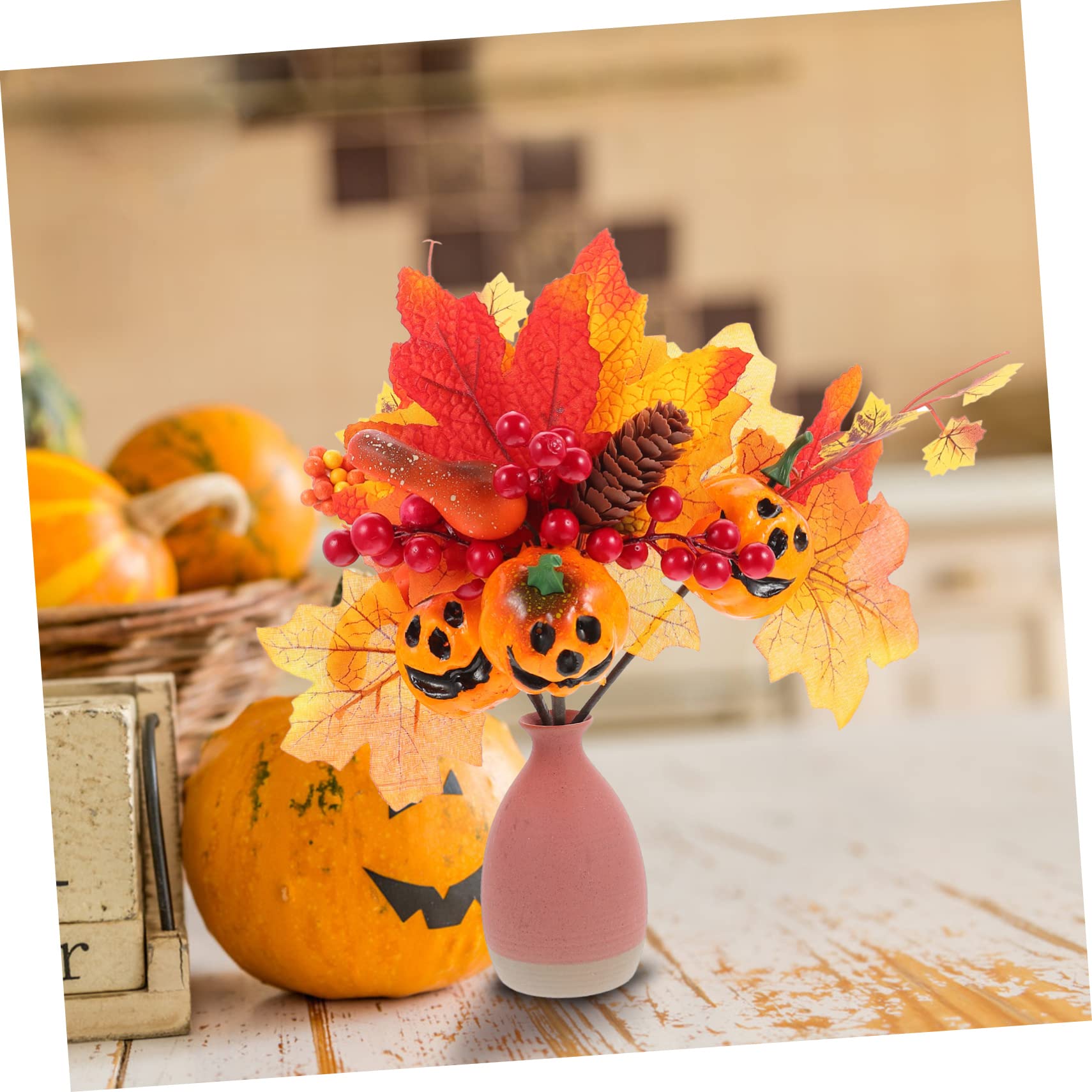 PRETYZOOM 3 Set Simulazione Di Rami Di Zucca Centrotavola Halloween Decorazione Casa Gonfiabile Ramo Di Acero Artificiale Raccolta Di Zucche Autunnali Foglia D'acero Artificiale 3 Pezzi*3