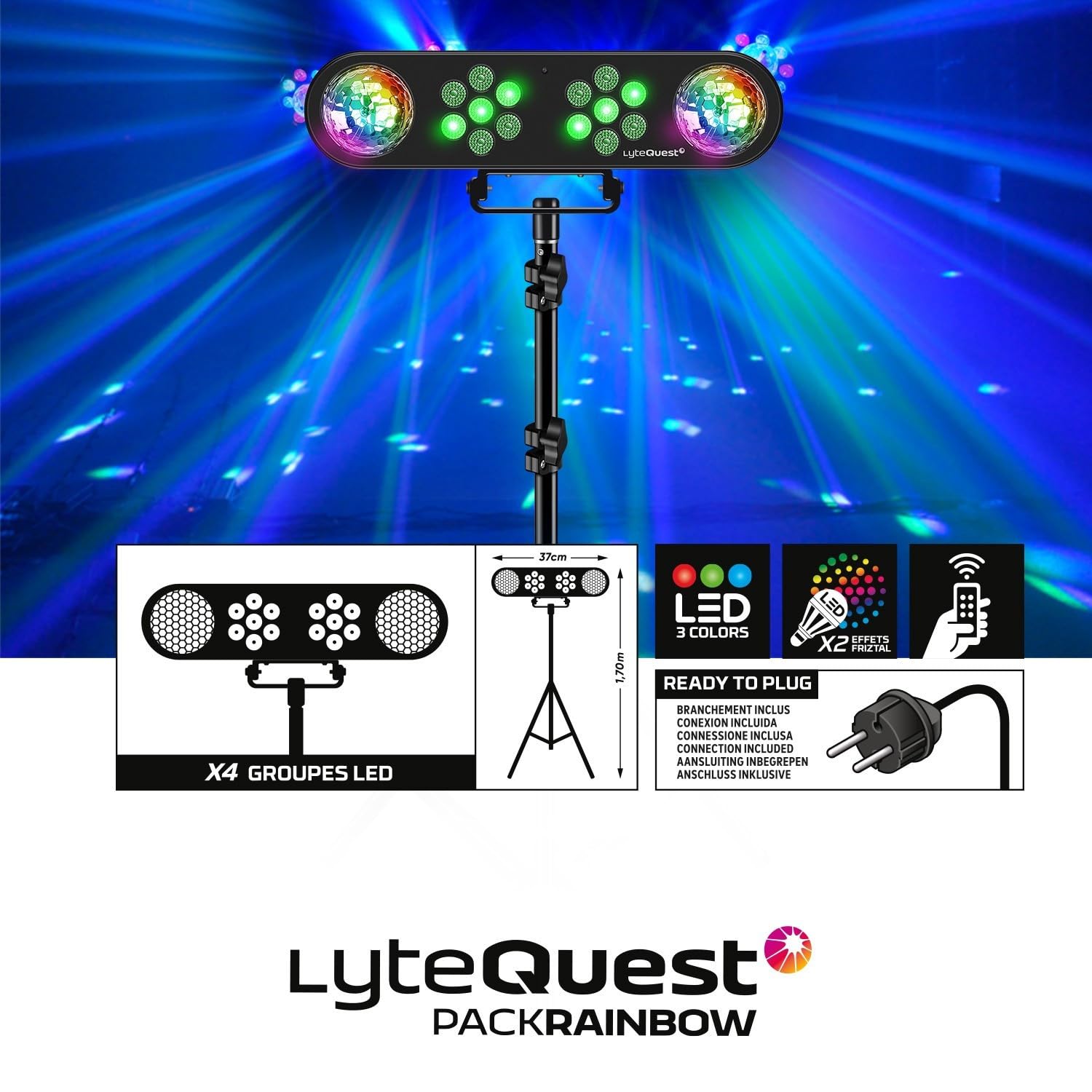 Karaoké Enfant Enceinte sono 400W sur Batterie portable LED USB/SD/BLUETOOTH, 2 Microphones, câble PC, Pack jeux de lumières