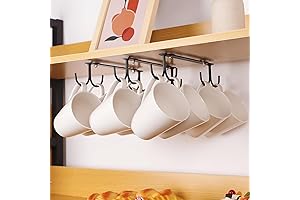 3-Piece Under Cabinet Mug Holder with 12 Hooks for Kitchen Storage