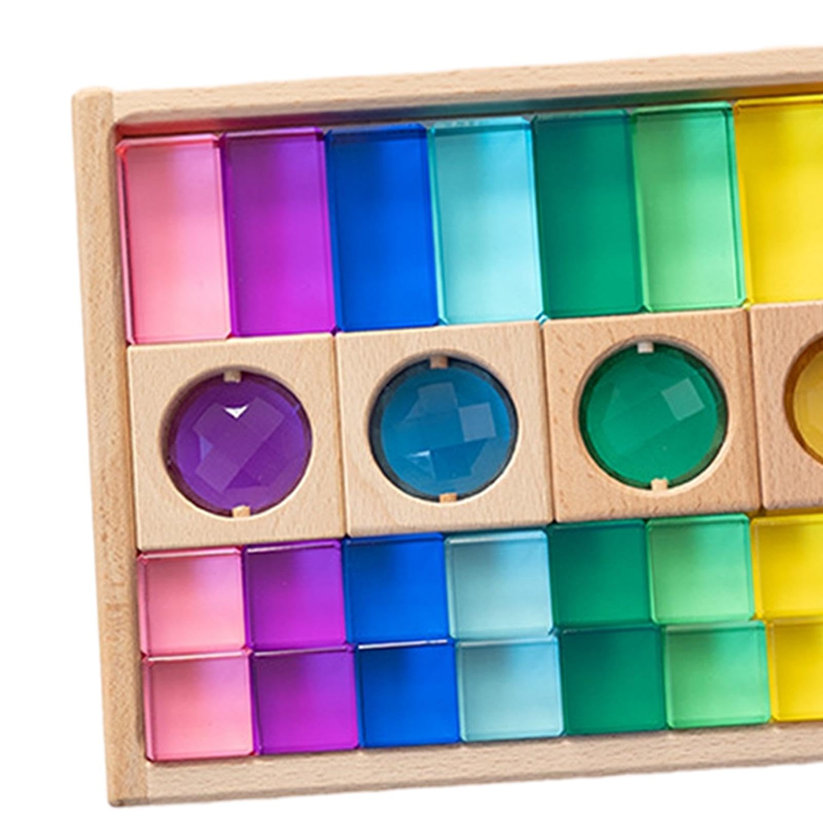 Regenbogen Bausteine Set, Acryl Edelsteinwürfe, 35 Stück | Regenbogen-Baustein-Set, Sensorik Förderung bei Kindern, Stapelspiel für Kleinkinder Kinderzimmer Vorschule
