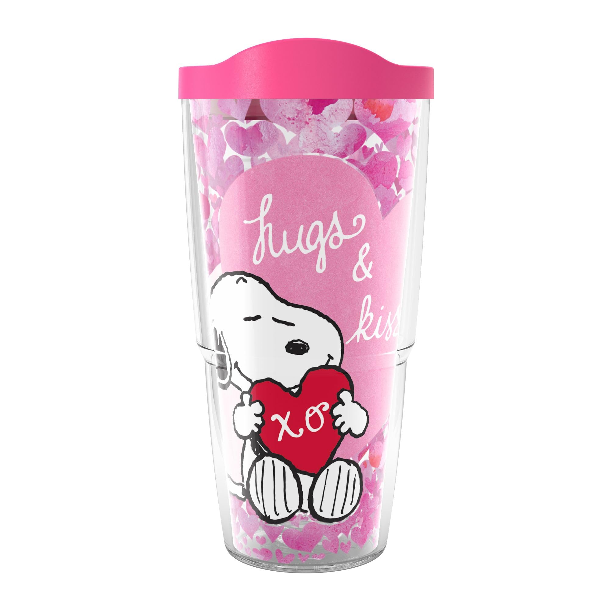 Tervis Peanuts - Snoopy Valentine's Day Hugs Made in USA Double Walled Insulated Tumbler Travel Cup Keeps Drinks Cold & Hot, 24oz, Classic