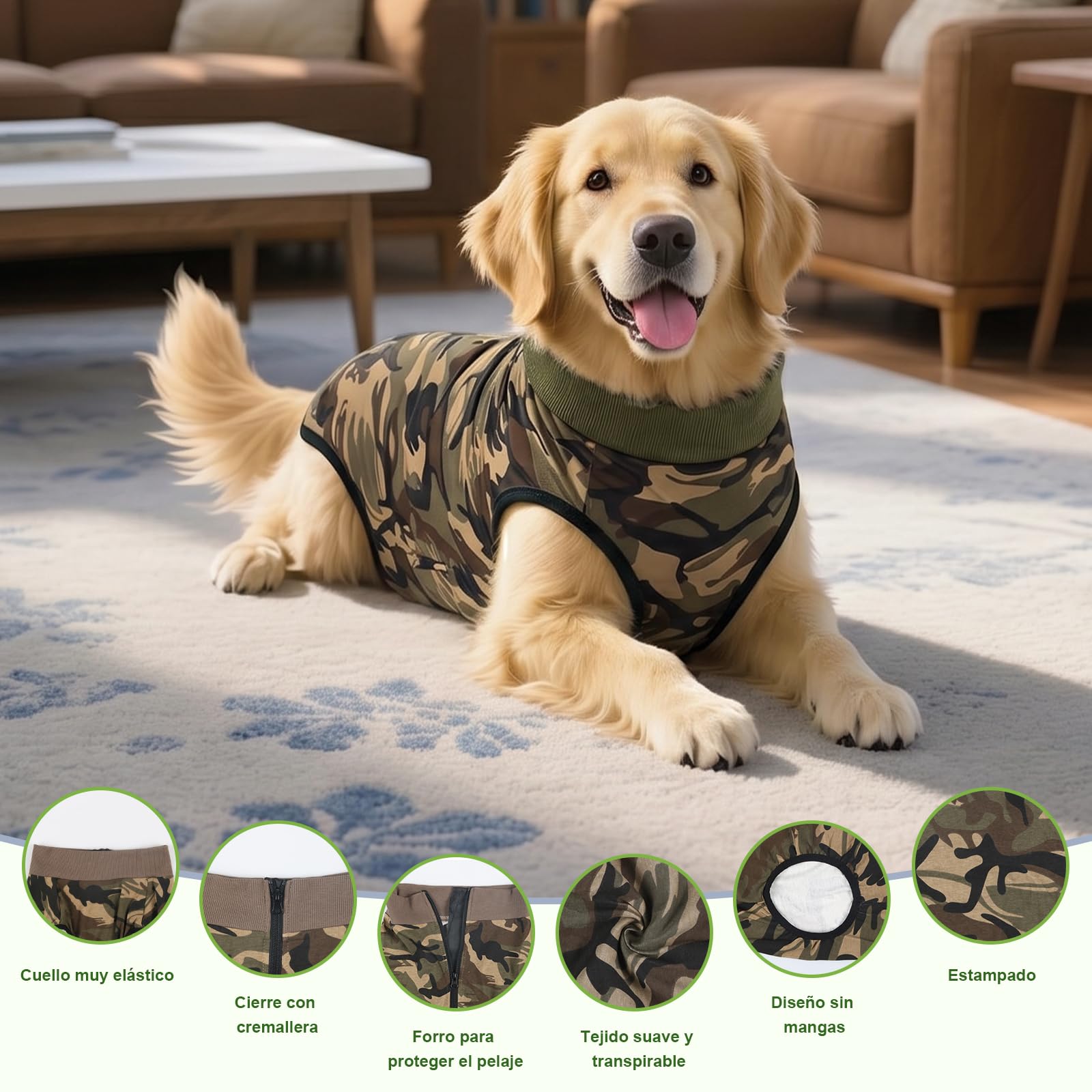 FEimaX Traje de Recuperación para Perros Hembras Machos, Body Postoperatorio Perro Chaleco de Recuperación Después de la Cirugía Protector de Heridas Abdominales para Perros Medianos y Grandes