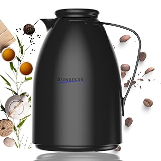 Garrafa Térmica Bule Preto 1 Litro Ampola de Vidro
