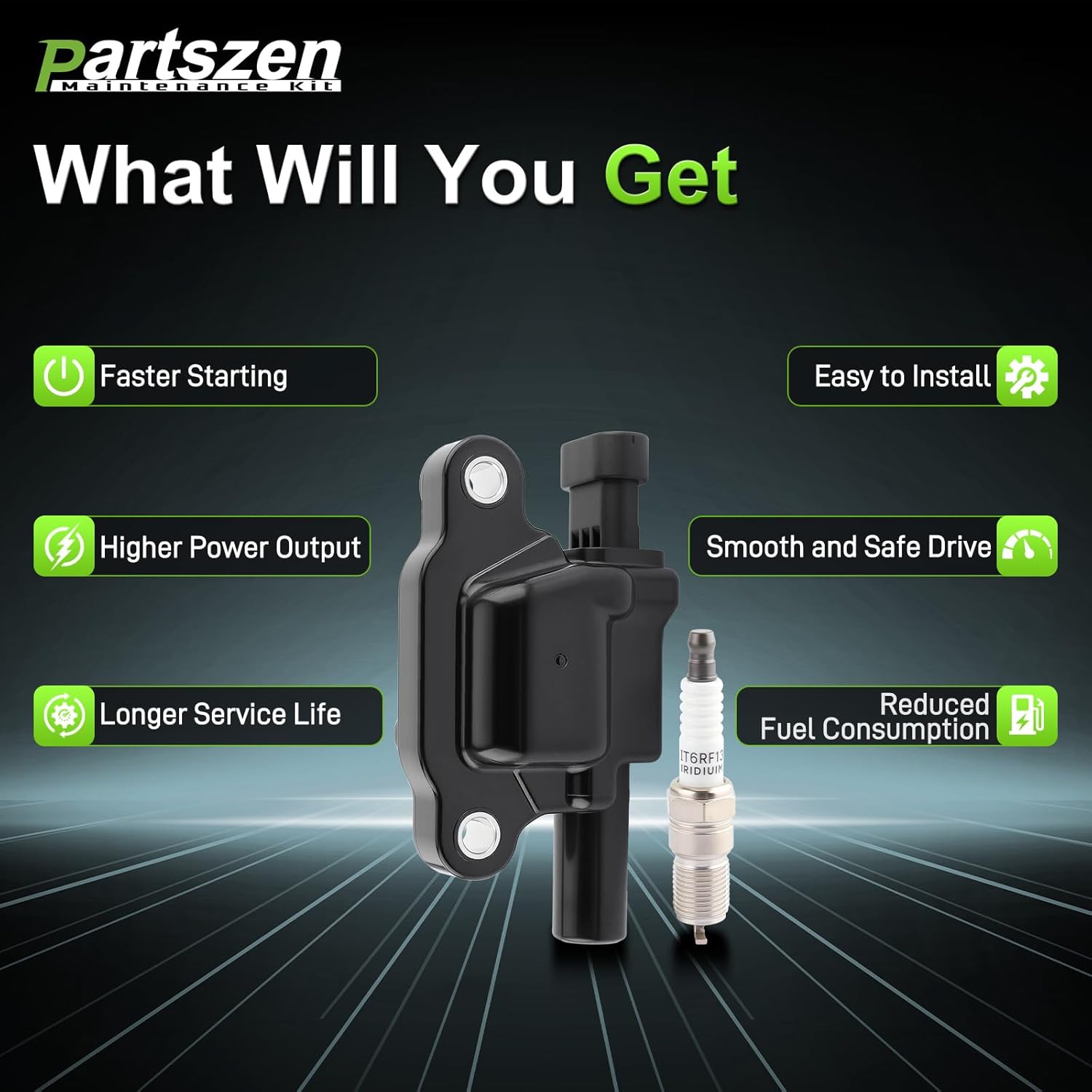 UF413 Ignition Coil SP493 Iridium Spark Plug Wire Set for Chevrolet Silverado Suburban Tahoe for GMC Yukon Canyon Savana Sierra 1500 2500 3500 for Hummer H2 H3 for Cadillac CTS Escalade