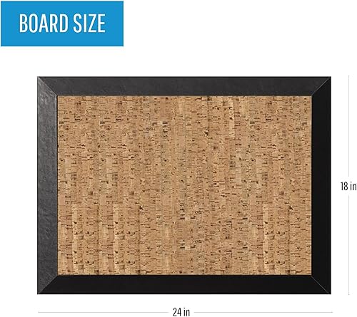 Miniatura 2 de MasterVision Tablón de anuncios de corcho natural, 18 x 24 pulgadas, marco Kamashi negro (SF0422581012)