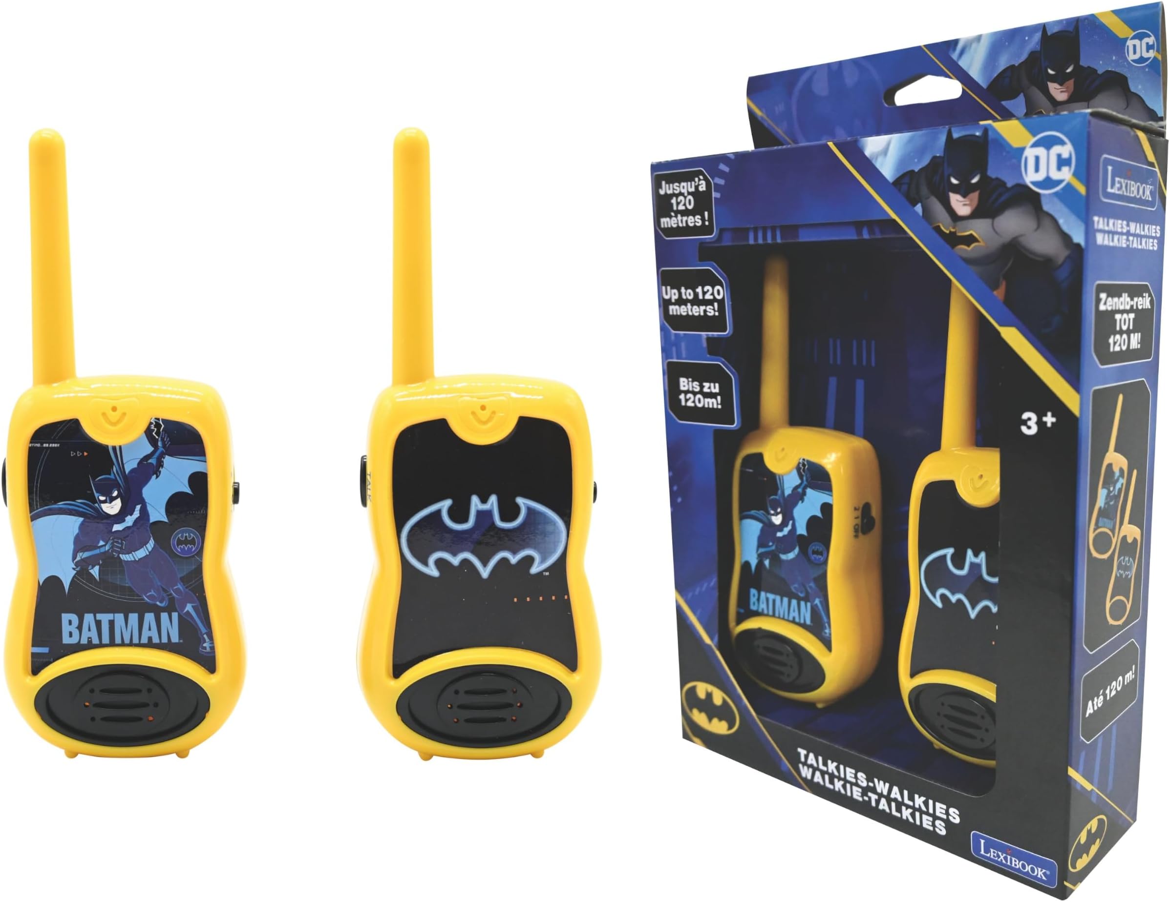 Lexibook TW12BAT Batman Walkie-talkies, Communication Game for Children, Belt Clip for Transport, Battery, Black/Yellow