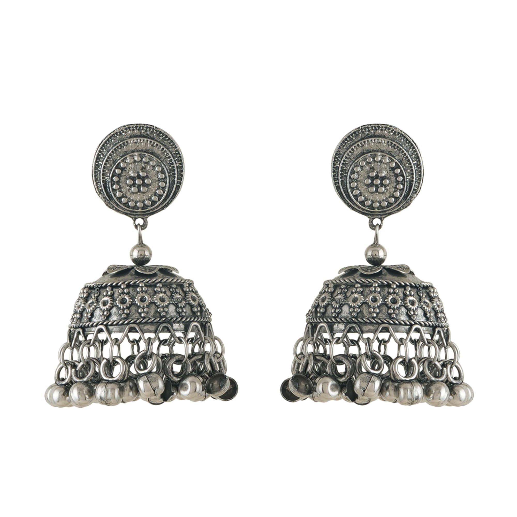 Shreyadzines Oxidized Jhumkas Jhumka Jhumki Faux Pearl Peacock Statement Dangle Earrings Jewelry for Women and Girls