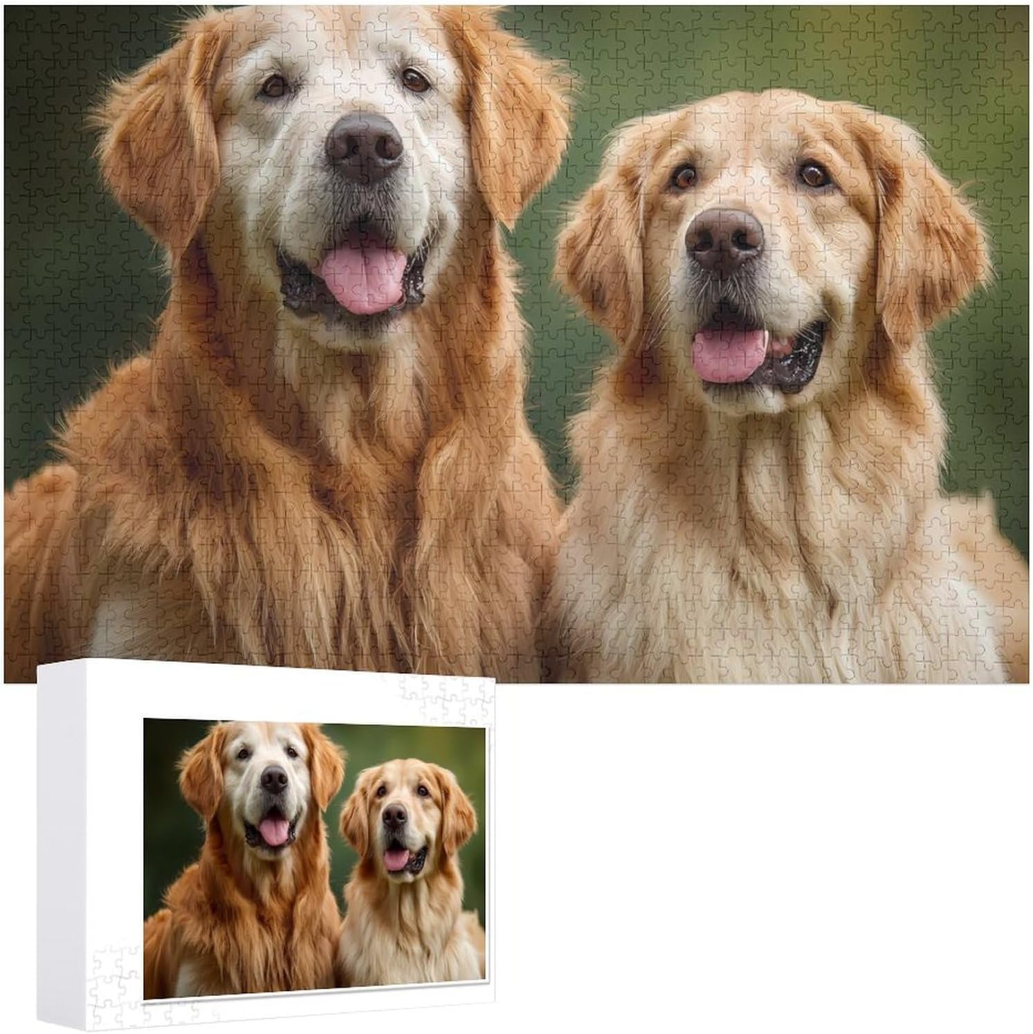 Cute Gold Retriever Puzzles for Adults 1000 PCS Wooden Jigsaw Puzzle Wall Decor Christmas