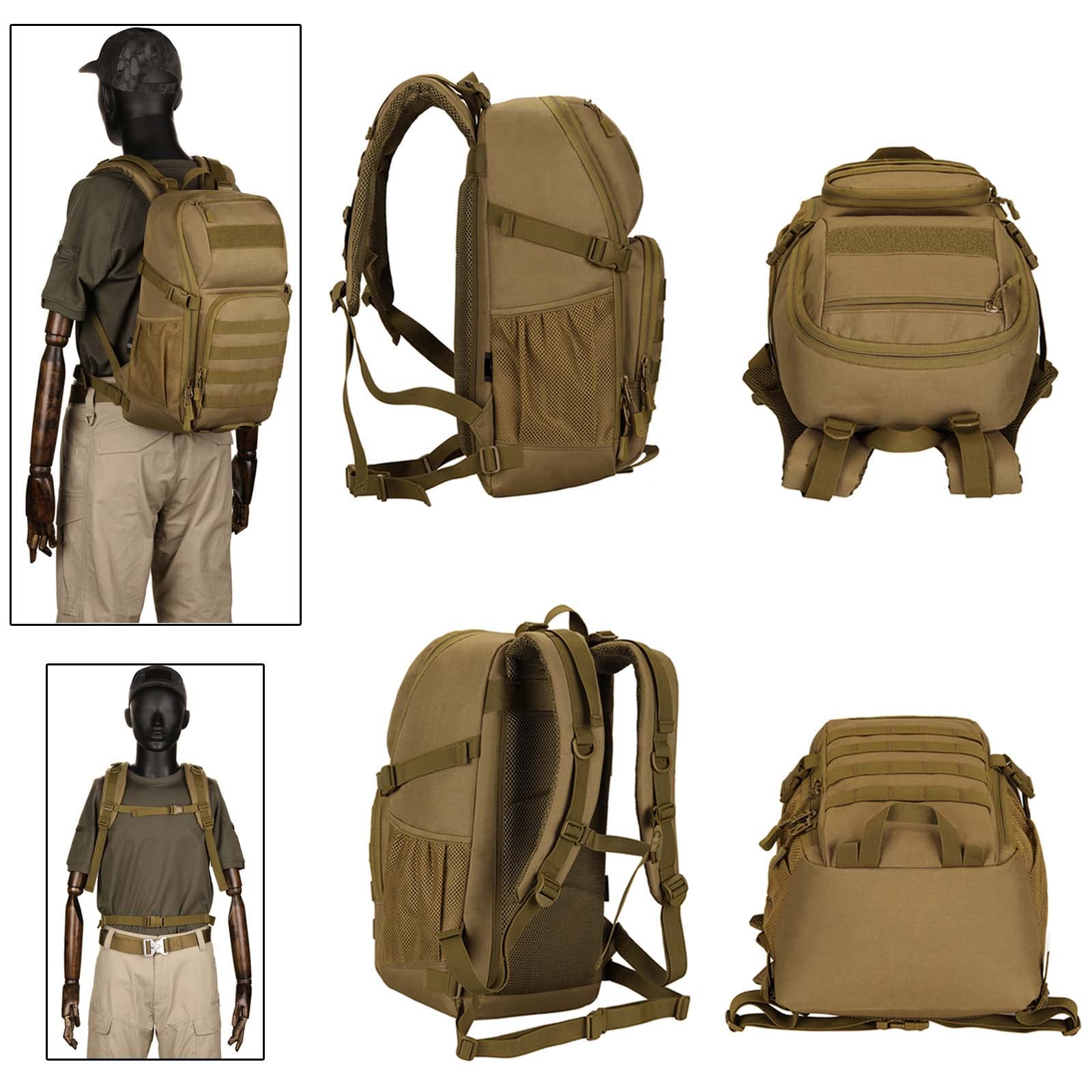Plecak taktyczny, wojskowy Molle plecak na wędrówki, trekking, outdoor, podróż, wodoodporny, 30 l, zielony, XL