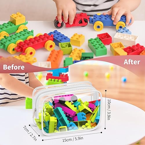 Miniatura 2 de TISRATOK 12 bolsas de maquillaje transparentes para mujer con cremallera, bolsa de aseo aprobada por la TSA, bolsa de cosméticos a granel para