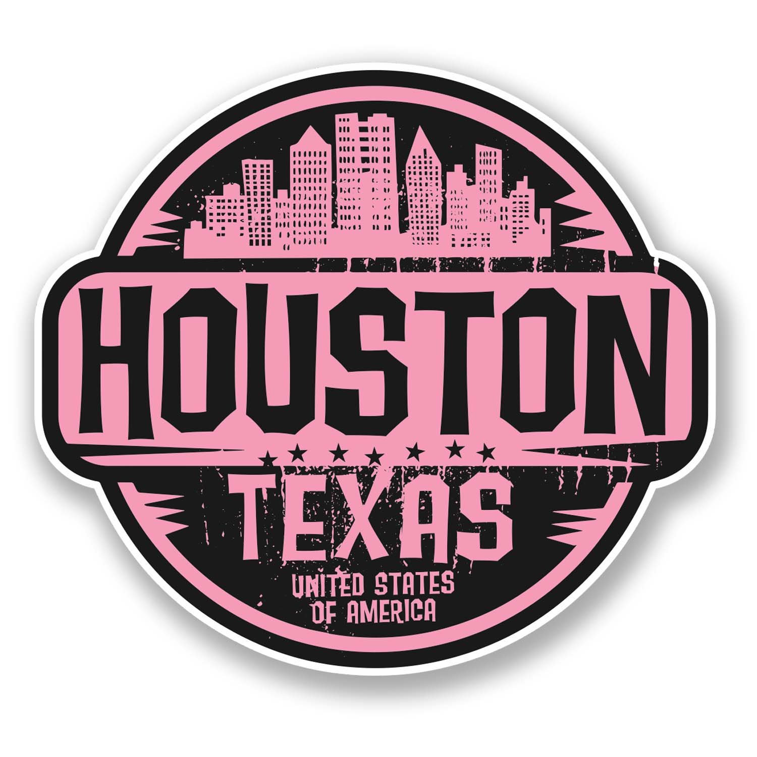 Destinationvinyl Multi 2 X 10Cm Houston Texas Usa America Vinyl Sticker Car Laptop Travel Luggage #6059 (10Cm Wide X 9Cm Tall)