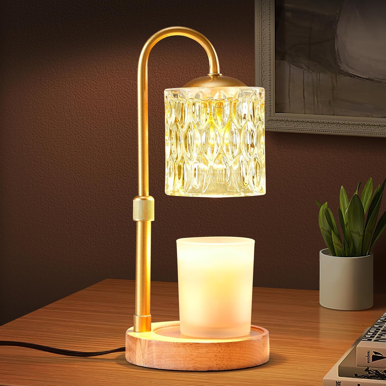 brecoory Beautiful Candle Warmer Lamp, Dimmable Height and Brightness Adjustable, Birthday Gifts, Electric Wax Melt Warmer for Scented Jar Candles, Home Bedroom Decor Decorative Lamp Decoration