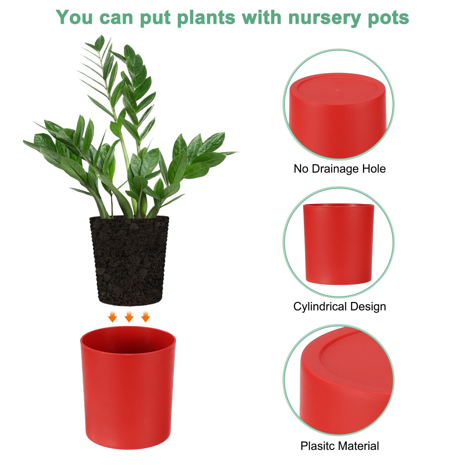 M METERXITY 2-Pack Plastic Plant Pots - Image 2
