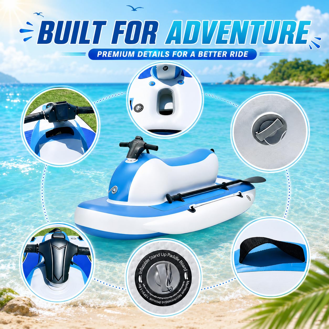 Barca Hinchable Mejorada para Snorkel y Mar Unpowered | Descubrimiento aguas profundas, doble control, maniobras rápidas, snorkel oceánico, construcción exterior