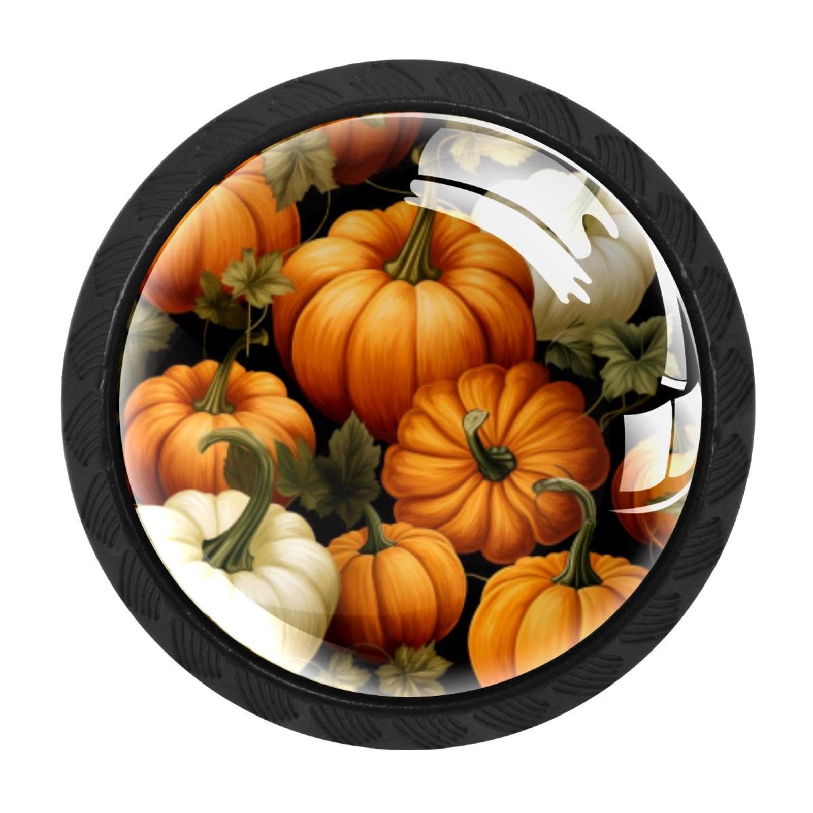 CHENZZZZ 4 pcs Thanksgiving Pumpkin Cabinet Knobs Crystal Drawer Pulls for Kitchen, Bathroom Cabinet, Dresser and Cupboard