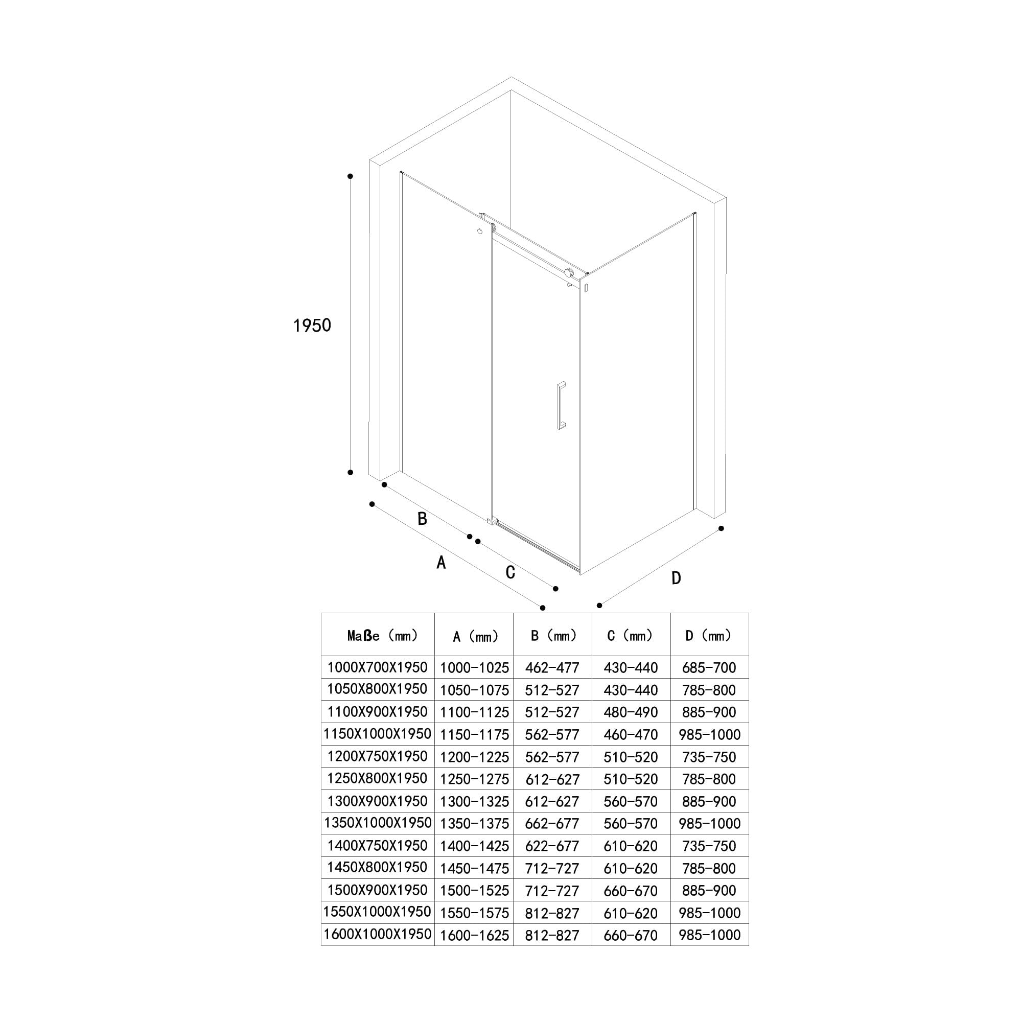 Mai & Mai Duschkabine 90x120 cm Eckdusche Dusche mit Schiebetür | 8mm ESG-Sicherheitsglas beidseitige NANO-Beschichtung R-17