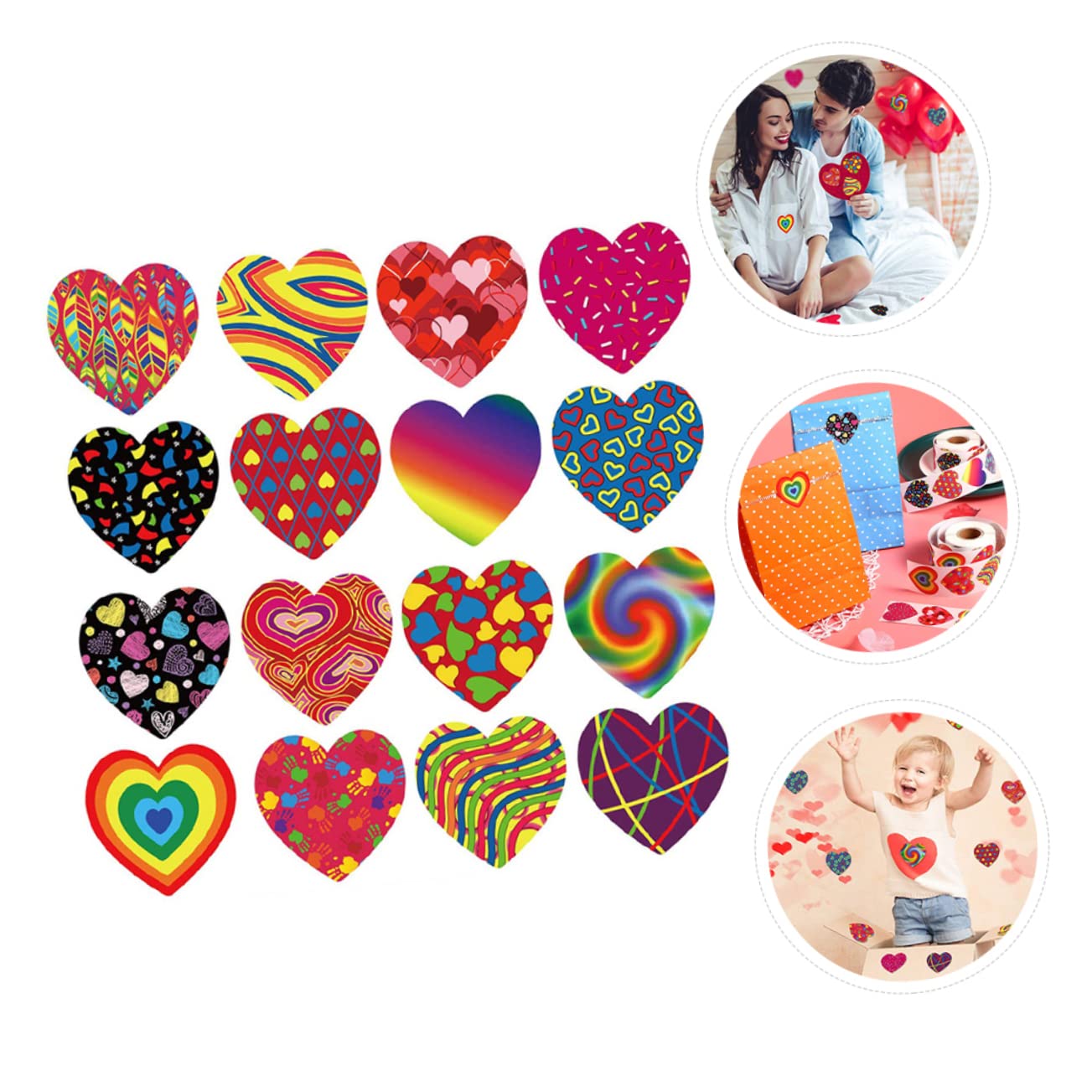 MAGICLULU 3sets Etichette Adesive Forma Di Cuore Per Decorazioni Di Matrimonio e Rosso Blu Per Gadget e Regali Per Invitati
