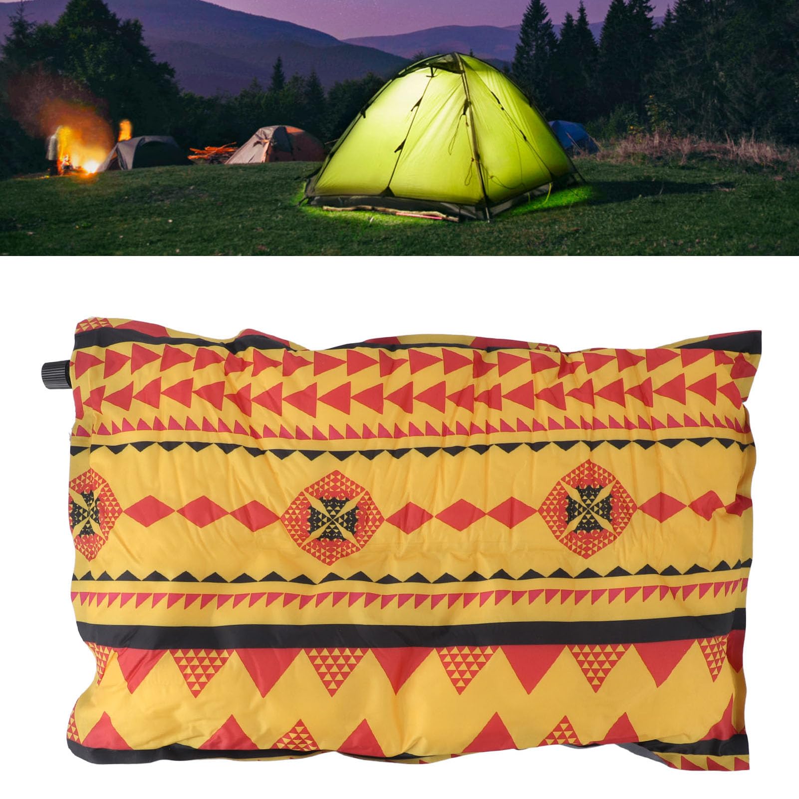 Natudeco Inflatable Pillow PVC Air Pillow Portable Blow Up Pillow Automatic Air Pillow with 2 Repair Patches for Backpacking Travel Camping Outdoor (Yellow)