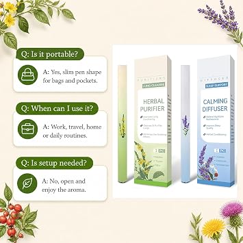 2 Pack Herbal Mint Diffuser Inhaler Pen - Green and Blue Portable Aromatherapy Inhaler, Premium Material Reusable Nasal for Stress Relief Relaxation Focus Office, Home & Travel (Green & Blue)