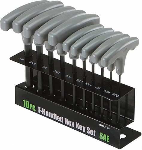 Juego de 10 llaves hexagonales SAE con mango en T de alto par de torsión (juego de 10)