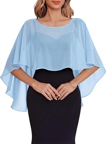 Avidlove Chiffon Cape Shawl Wrap for Evening Dress Sheer Wedding Cover Up
