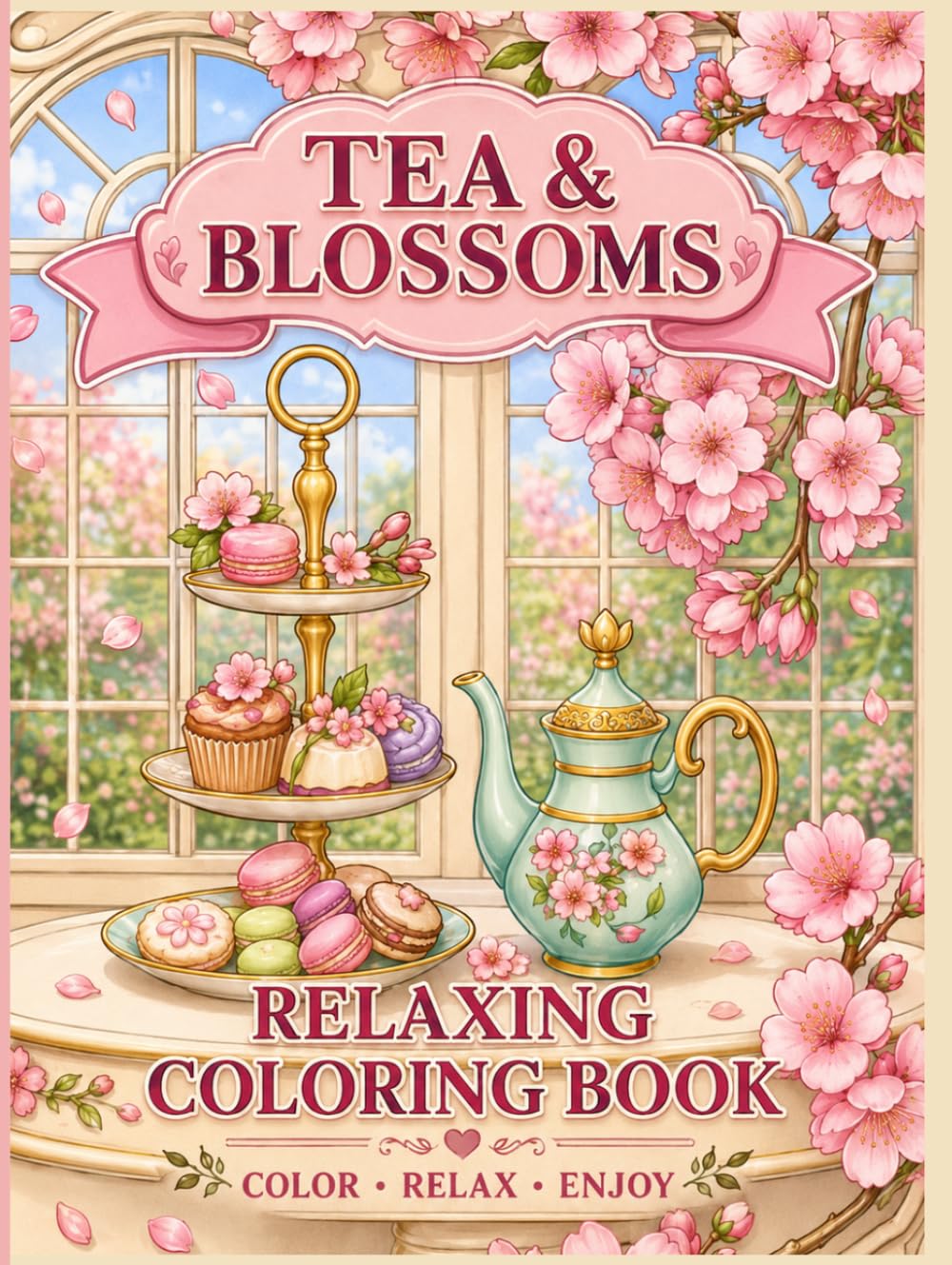 Tea & Blossoms: A Relaxing Coloring Book for Adults | 50 Enchanting Floral and Tea Party Designs | 100 Pages for Stress Relief and Creative Mindfulness: Coloring pages