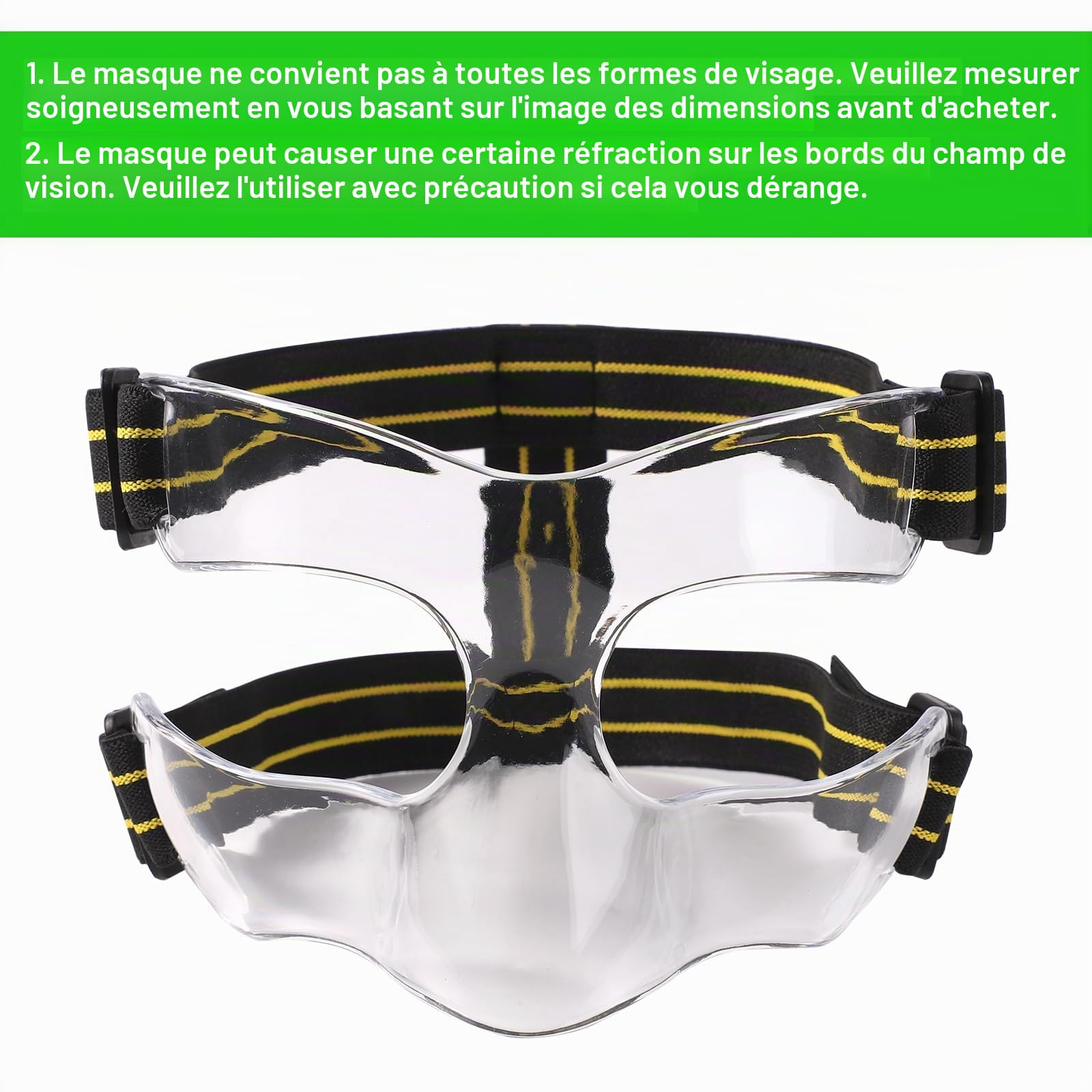 Protège Nez Cassé, 15x9,5cm Protège Nez Jaune Noir Masque pour Nez Cassé de Sport Réglable avec Rembourrage Protection du Nez pour Le Basket-Ball Football Baseball (Demi-Couverture)
