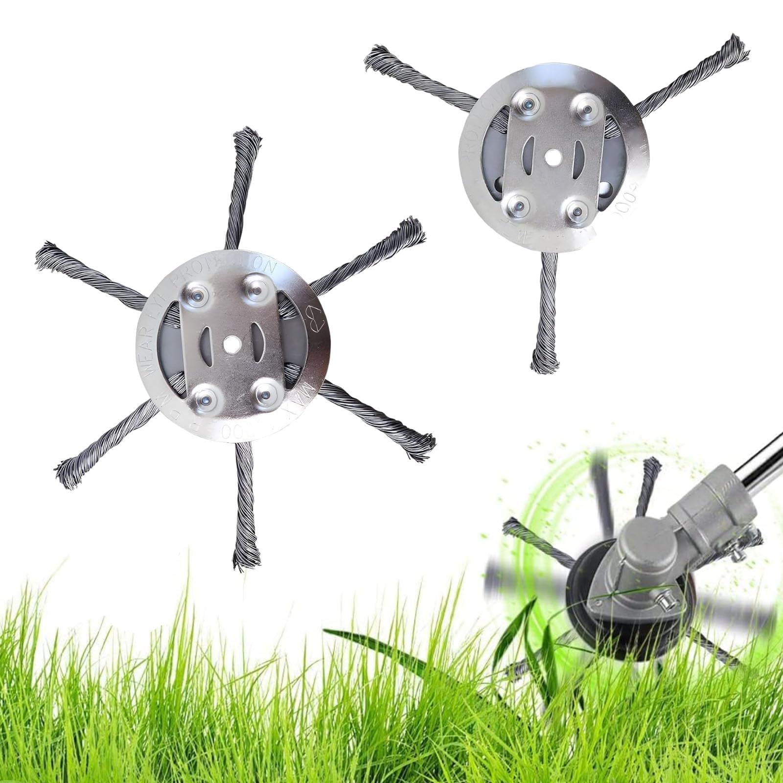 2 Piezas Cepillo para Desbrozadora De Hierbas Silvestres, Cabezal Alambre Acero, Cortar Hierba Cepillo 5 mm Diámetro Malas Cortador, Repuesto para Cortacésped, Cortabordes De Alambre Acero Césped