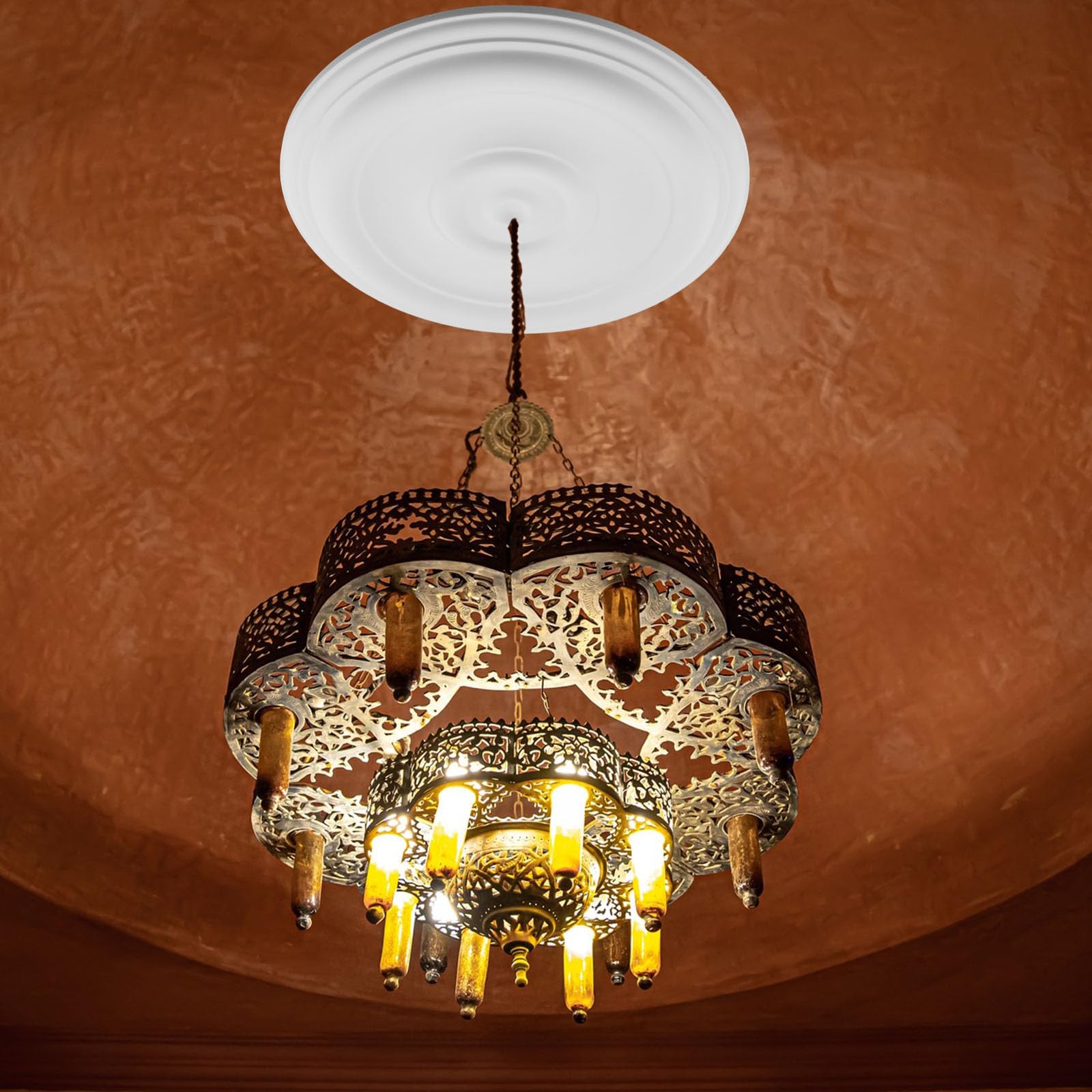 Wealrit White Decorative Round Ceiling Medallion 1PCS, 12" OD — Amazon image 9