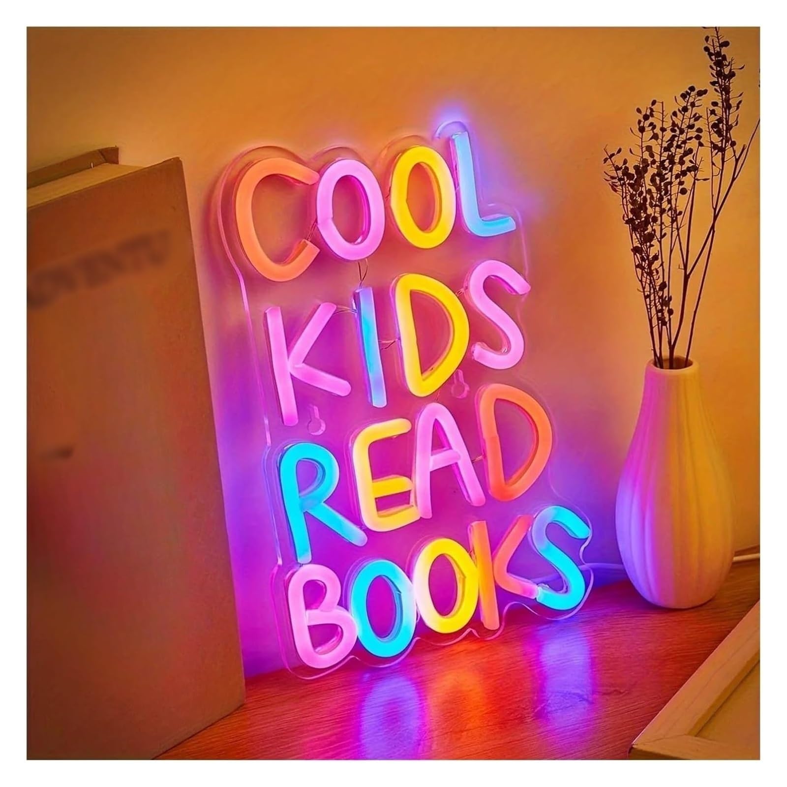 Neon Decorazione luminosa al neon per bambini che leggono libri per insegne al neon 26 cm × 17 cm