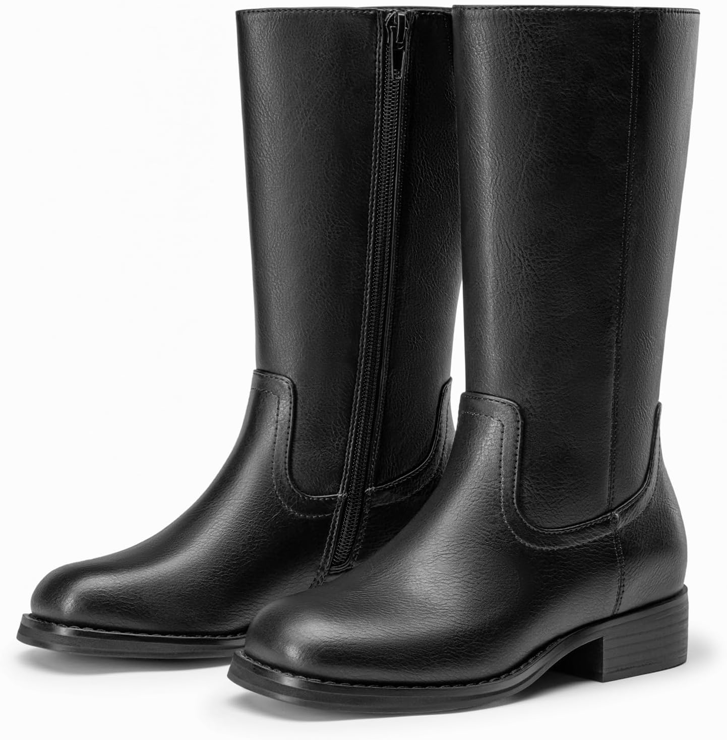Girls Knee High Fashion Riding Boots with Zipper | Comfortable sole & lining, Slip-resistant, Square toe, For girls ages 5–15, Fall Winter, Warm, Versatile for any occasion