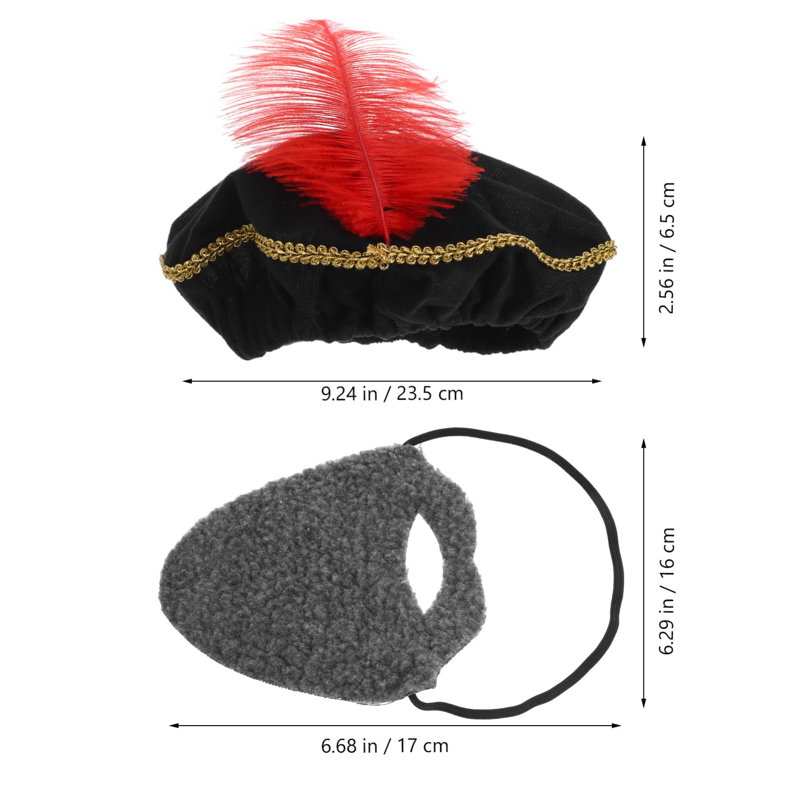 CIMAXIC Men's Medieval Renaissance Hat Complete Costume Beard Oxford Cloth Lint Material Renaissance Hat for Men