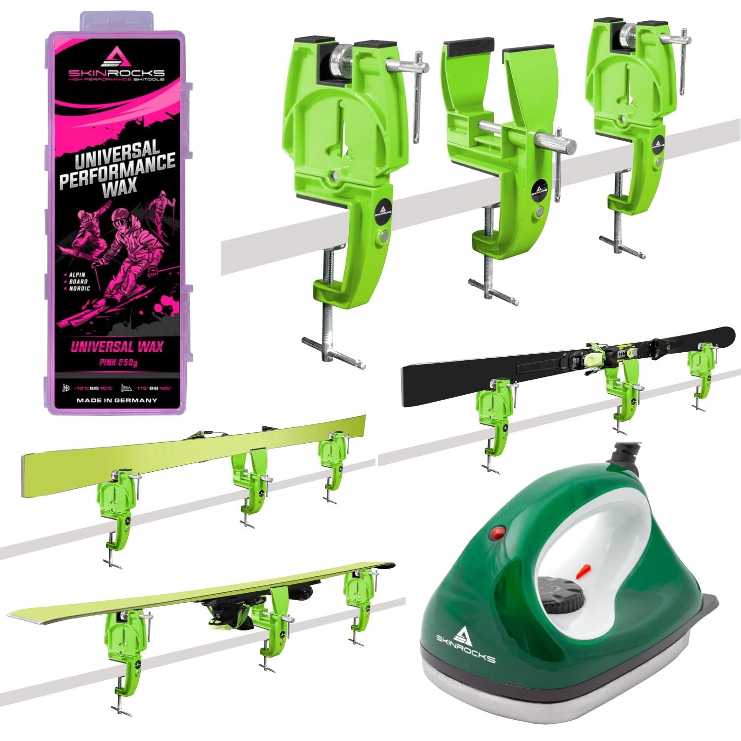 SkinRocks Set di 3 pezzi di cera da sci universale per sci