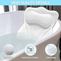 Vista 3 de Almohada de baño de lujo, almohadas de baño para soporte de cuello y espalda, almohada ergonómica para bañera con malla de aire 4D suave + 6