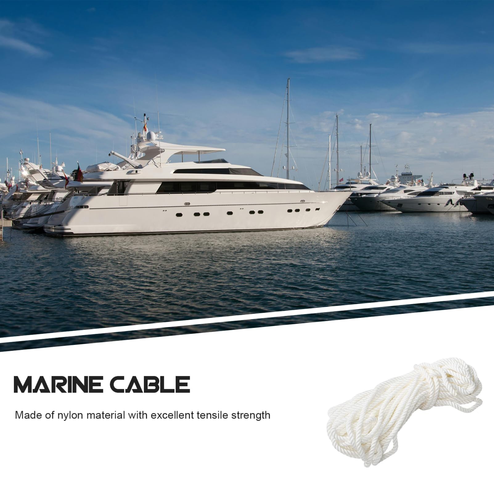 Toyvian Weißes Nylon Bootsstegseil Robuste Marineseil Leine für Sicheres Anlegen und Verankern von Yachten und Booten Vielseitig Einsetzbar für Bootsanwendungen
