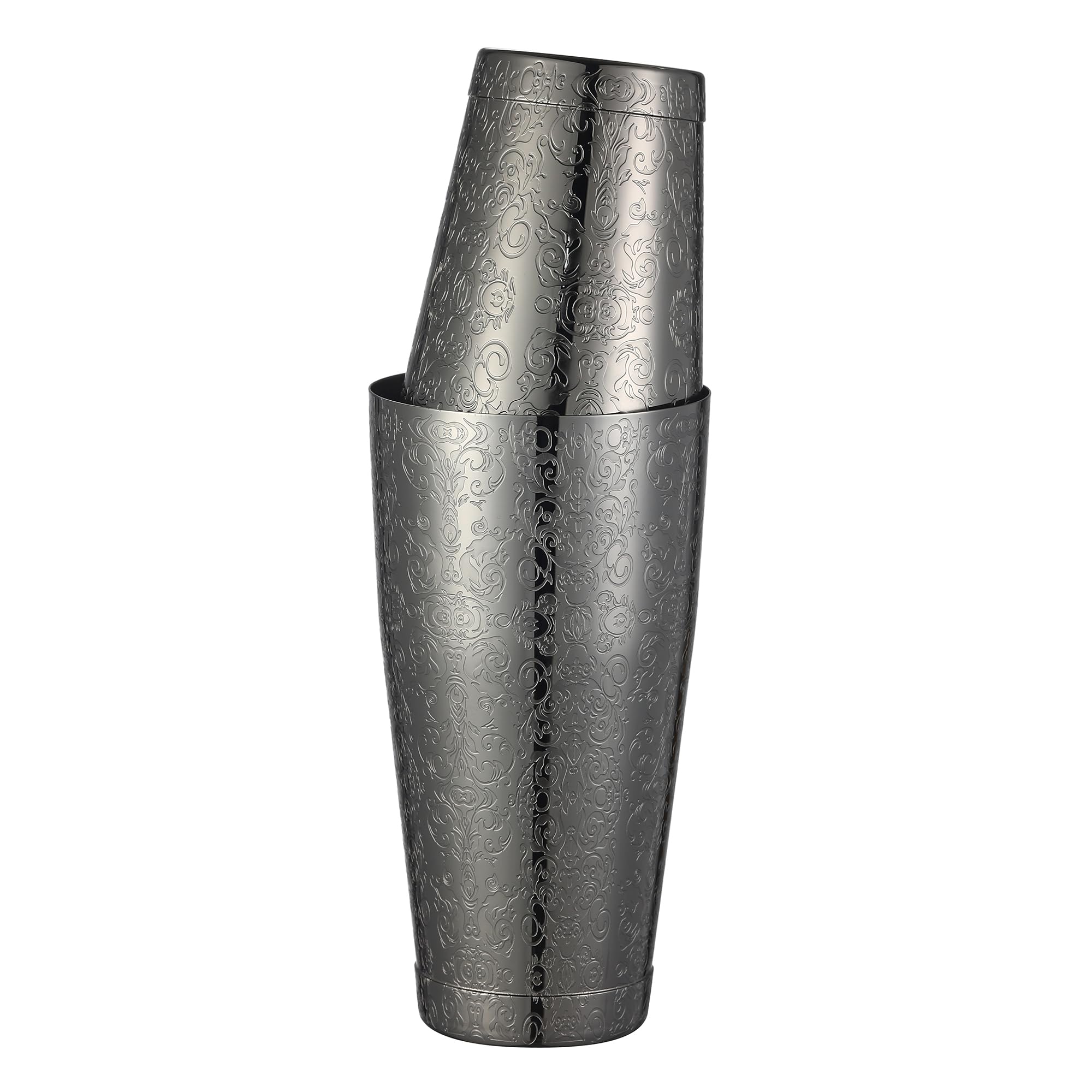 Boston Shaker aus Edelstahl mit geätztem Muster, beschwertes Set Spirit Gunmetal Black
