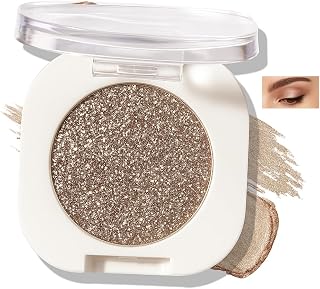 Golden Brown Eyeshadow, Single Shade Square Compact With Transparent Lid | Pressed Eye Colour, Reflective Gold-Toned Sparkle, 1 Round Pan, For Everyday Make-Up And Warm Evening Eye Looks
