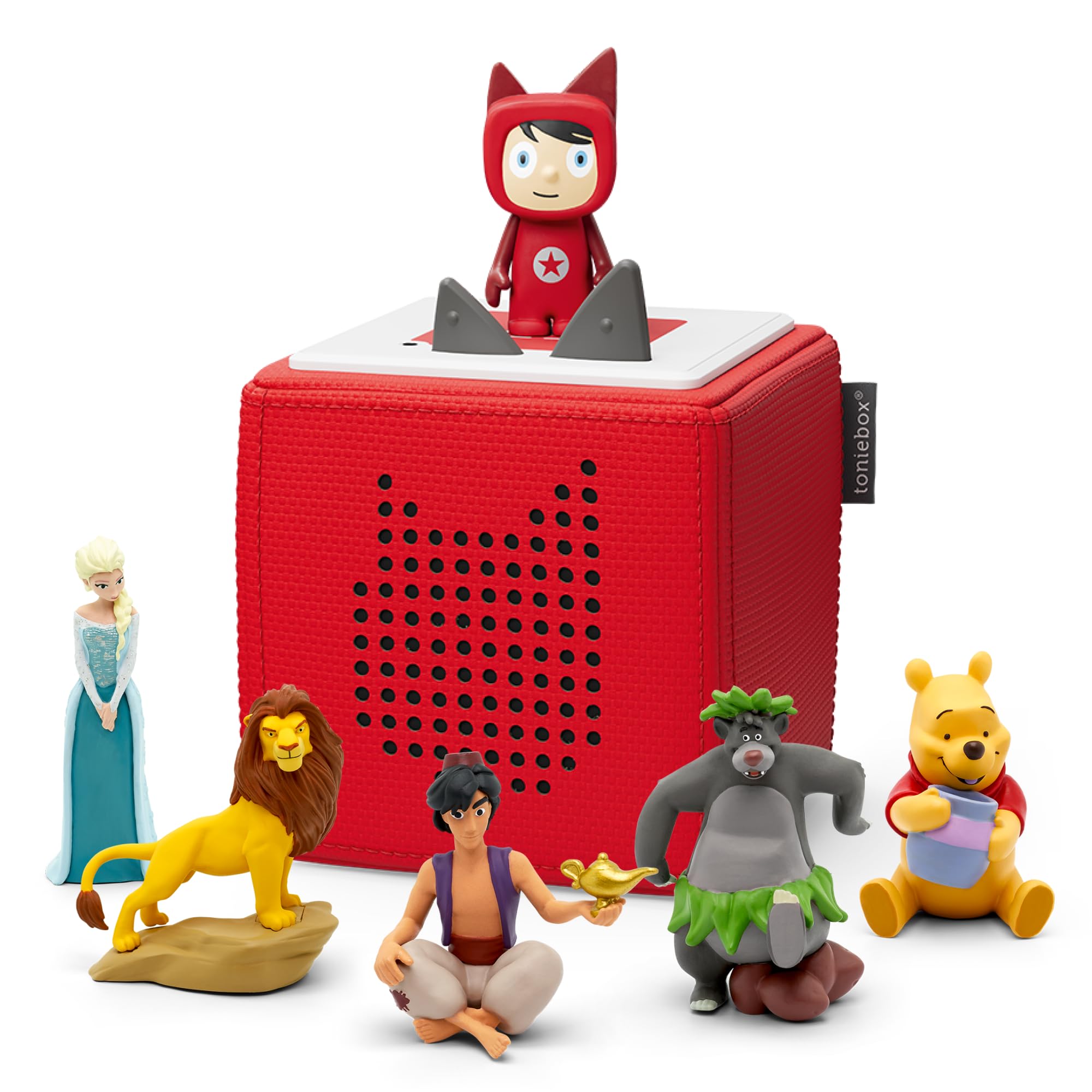 toniesToniebox Disney Mega Bundle Incl. 1 Creative 5 The Lion King, Aladdin, Jungle Book, Winnie The Pooh, and Frozen, Kid's Gifts, Screen-Free Music Player for Kids, Learning Toys, Red