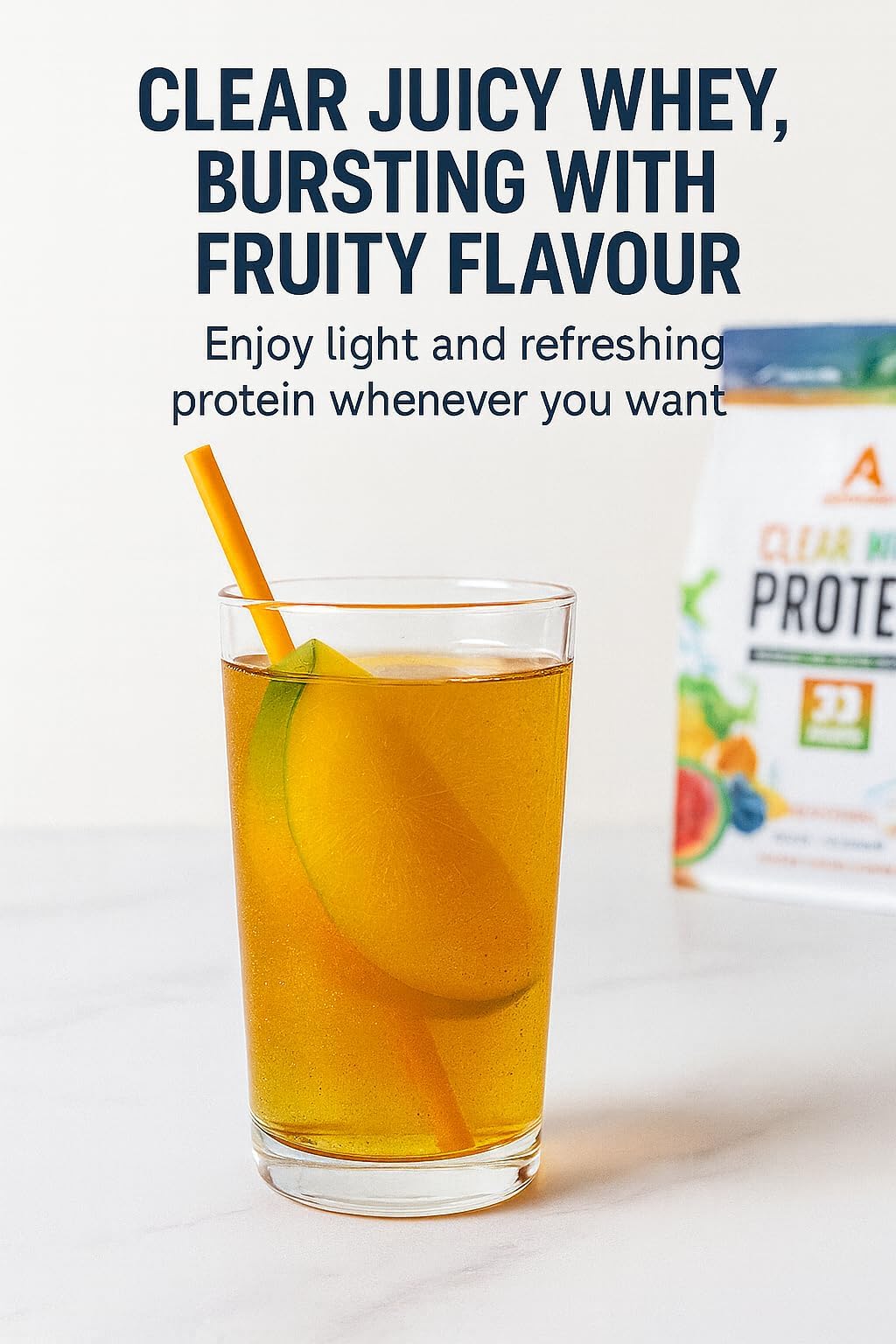 Clear Whey Protein | Hydrolyzed Whey Isolate | 24g Protein, 5.8g BCAAs, 33 Servings | Mango Flavour | Fast Absorbing | Low Carb & Fat | For Muscle Recovery & Lean Muscle Growth | 1kg — Amazon image 5