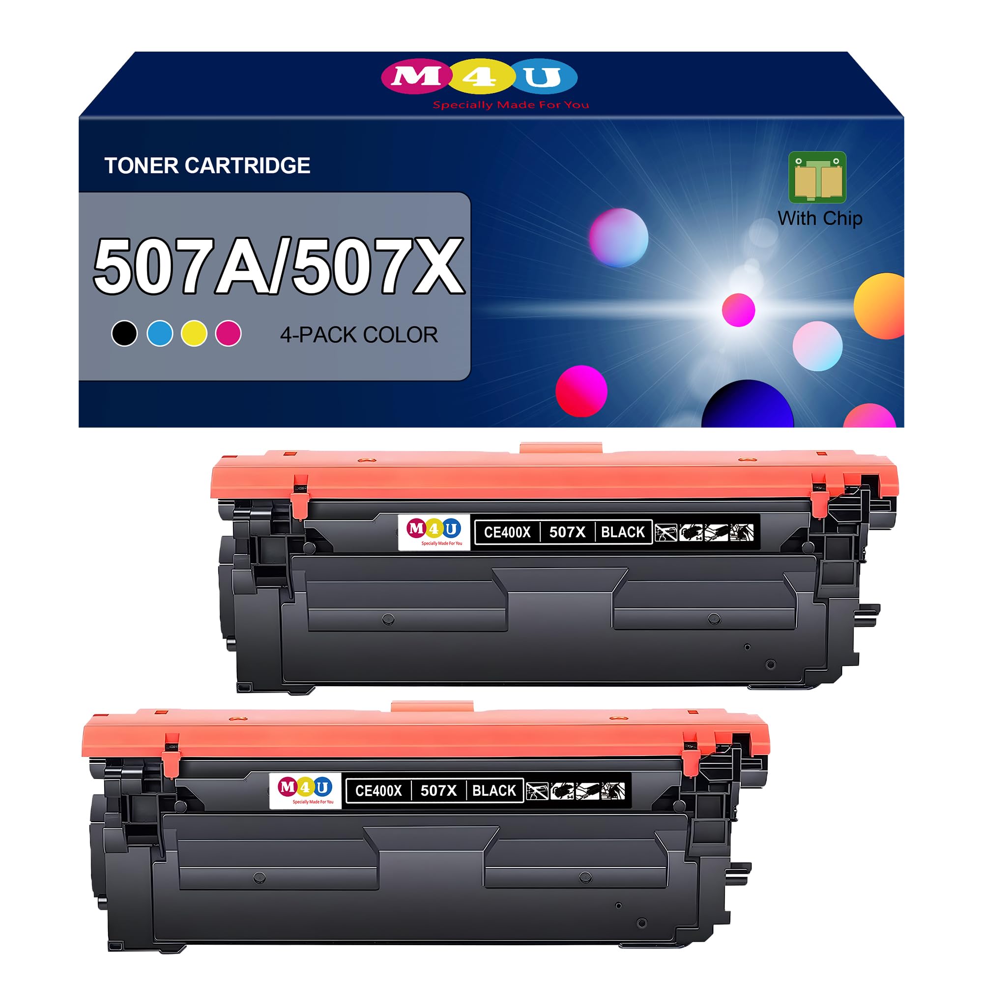 507X 507A High Yield Toner Cartridges CE400X CE400A(Black) Compatible with 507X 507A for Enterprise M551n M551dn M551xh M570dw M570dn M575c M575dn M575f(2 Pack, Black)