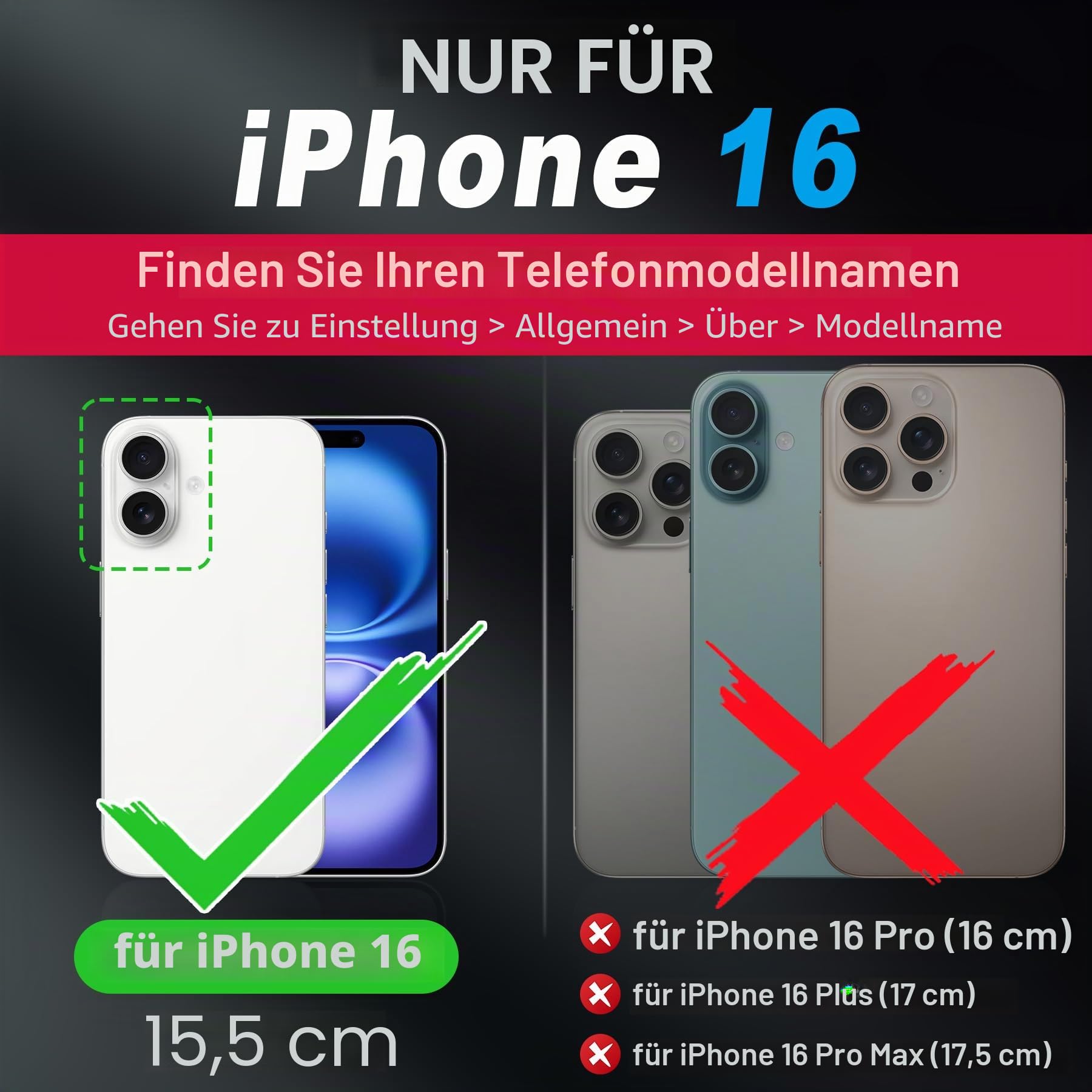SHIELDON Abnehmbare Echtleder Hülle für iPhone 16 6,1" 5G 2024, Schwarz