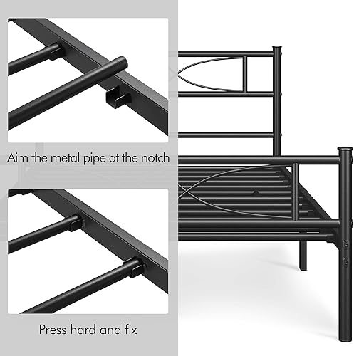 Miniatura 9 de Yaheetech Base de cama de metal con base de cama tamaño individual XL, 2 piezas, con cabecero de diseño curvo, no necesita somier, base de colchón,