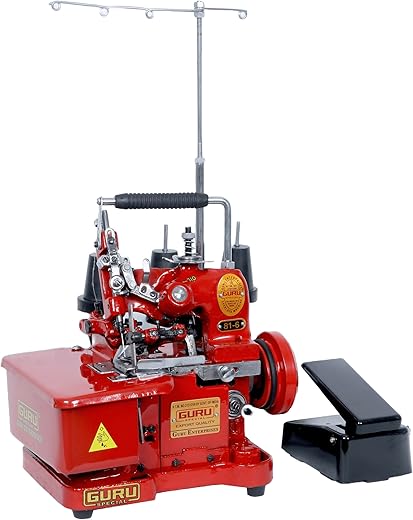 Guru Special Overlock Sewing Machine With Motor (Model 81-6 Portable, Color – RED)