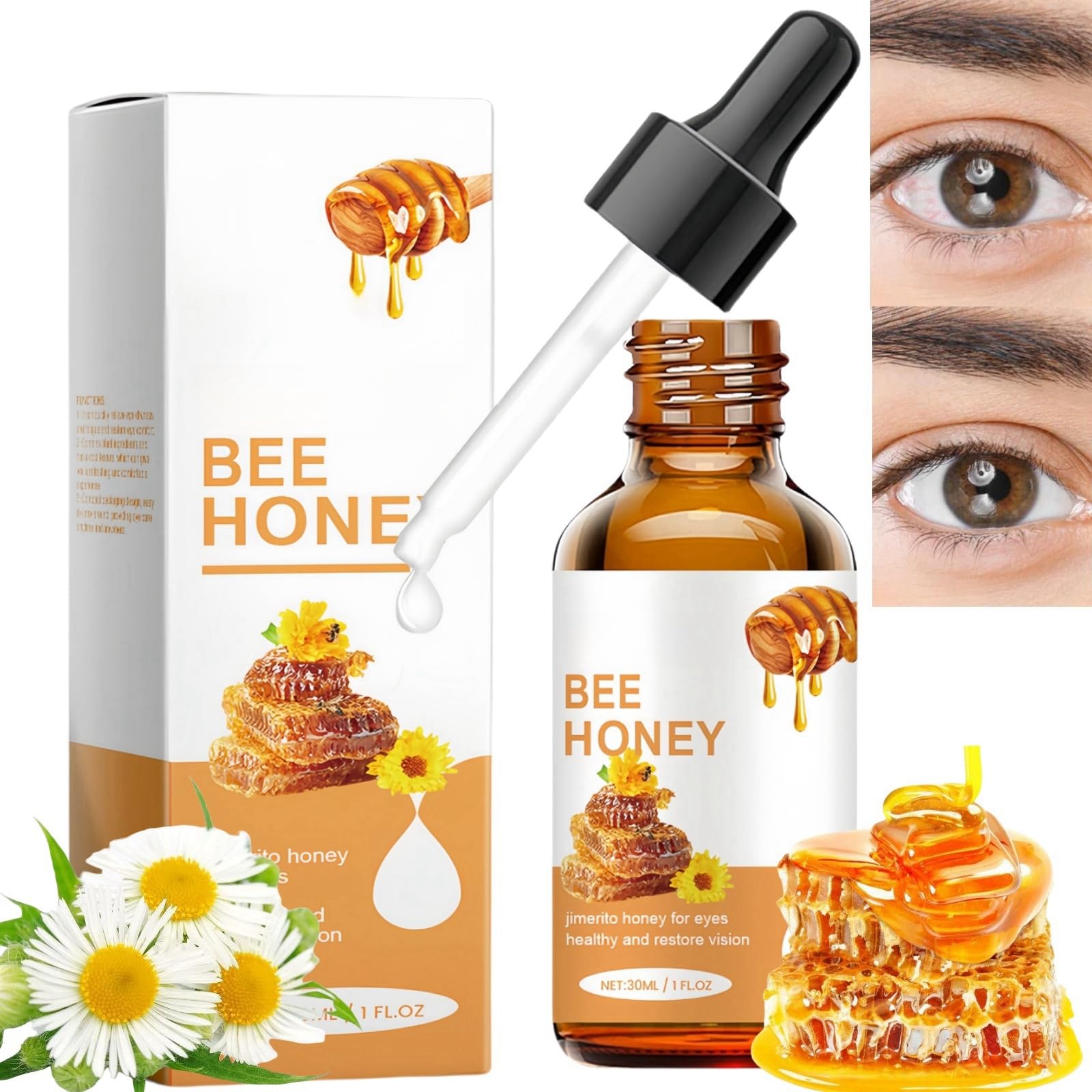 Jim/erito Honey Eye Drops,Jim/erito Bee Honey Serum for Eye,Stingless Bee Honey Eye Drops,Effective Eye Drops Serum,Eye Strain Relief Drops,Gentle Eye Protection,Moisturize and Relieve Eyes for Dry