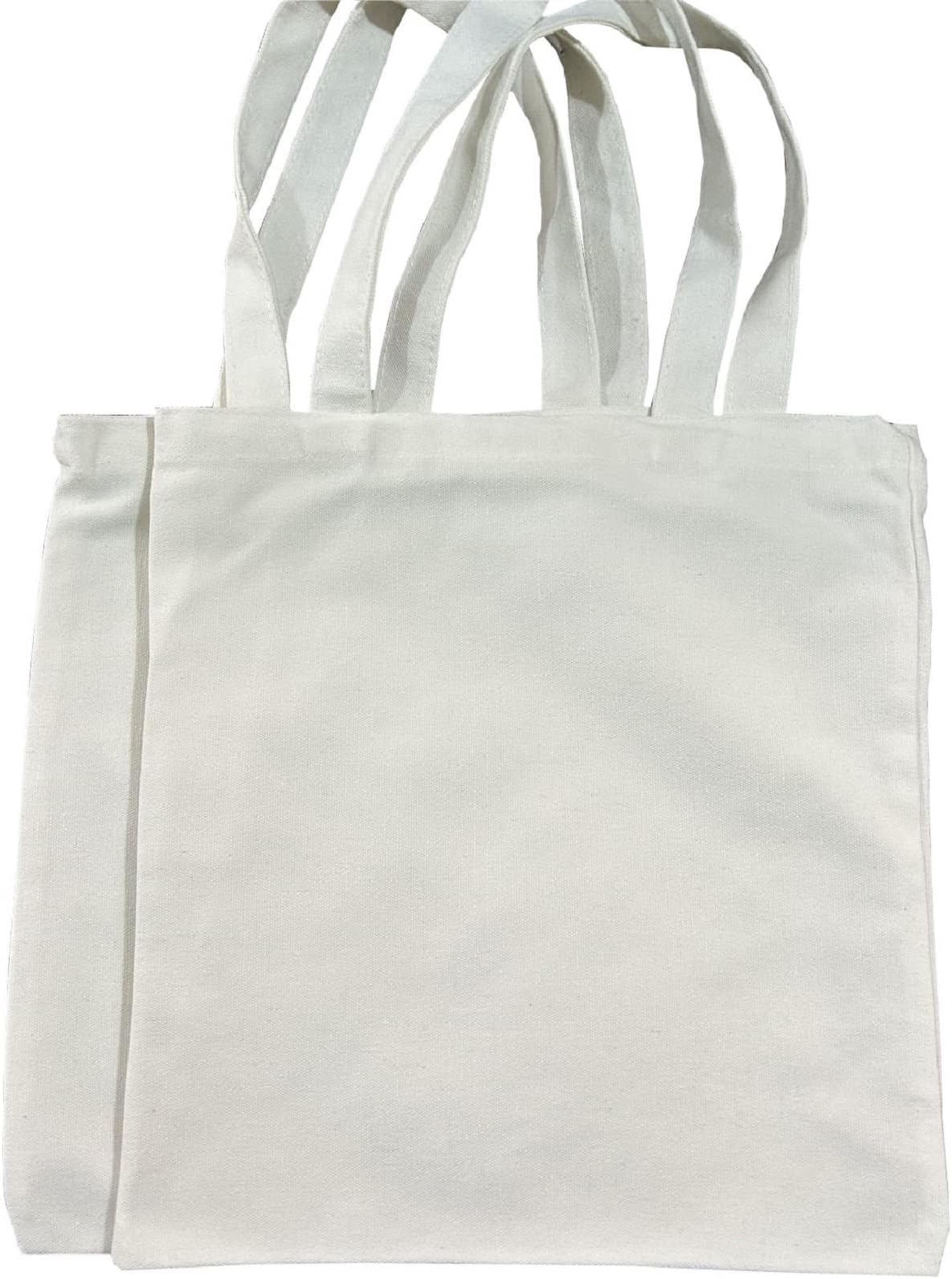 New-to Market Small Canvas Tote,Mini Tote Bag,Heavy Duty,Blank DIY Painting,Great for Gift,Promotion and Decor, 2pack White, White, Small