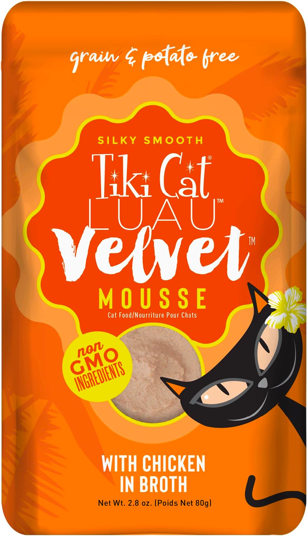 Tiki Cat Luau Velvet Mousse, Chicken in Broth, Complete Nutrition for Balanced Diet, Wet Cat Food For All Life Stages, 2.8 oz. Pouch (Pack of 12)
